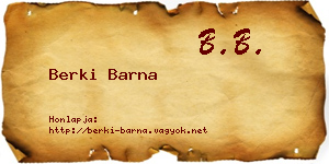 Berki Barna névjegykártya